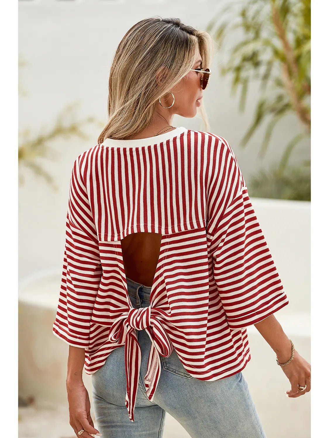 Allie Open Back Striped Top