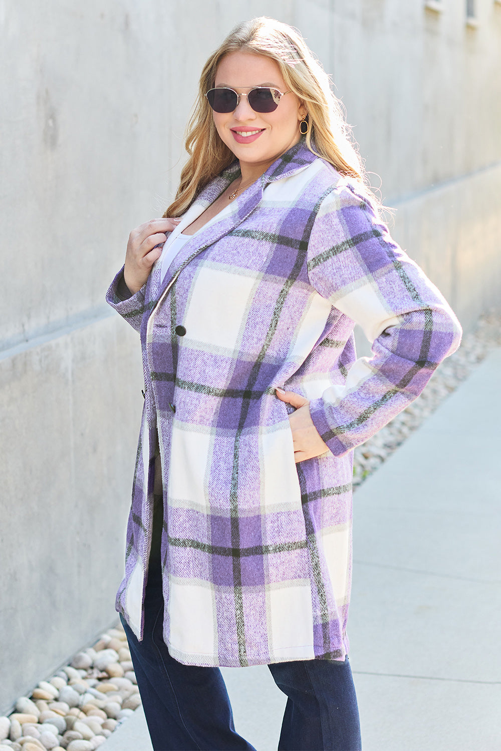 Genessa Plaid Button Up Lapel Collar Coat