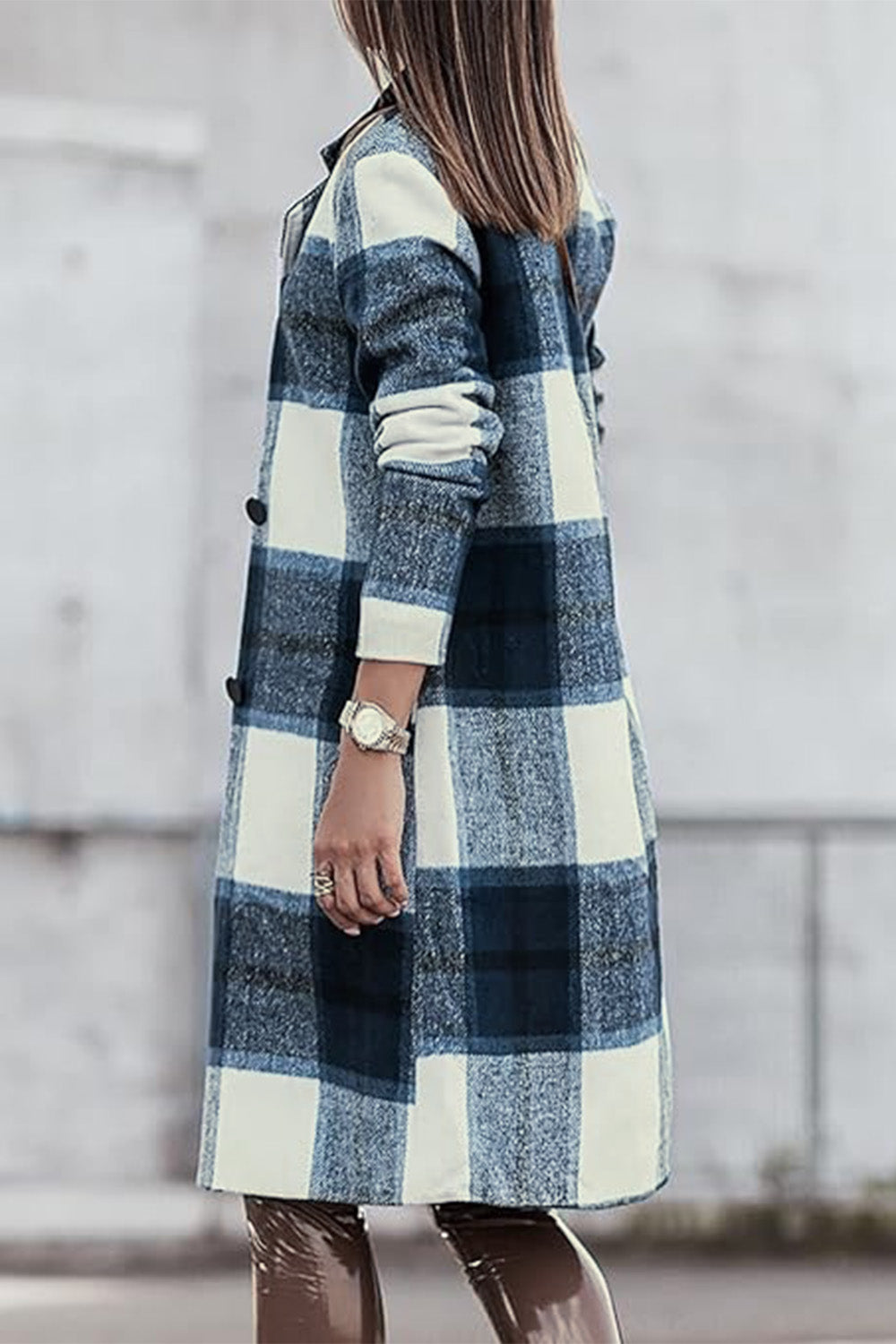 Genessa Plaid Button Up Lapel Collar Coat