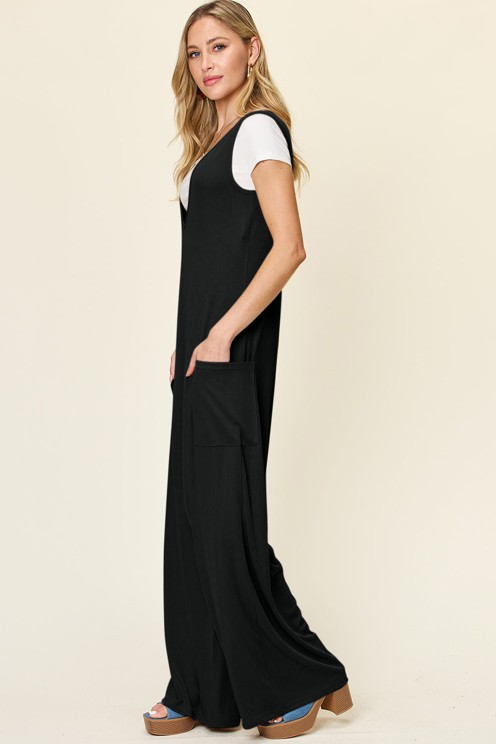 Bailee Sleeveless Wide Leg Jumpsuit with Pockets