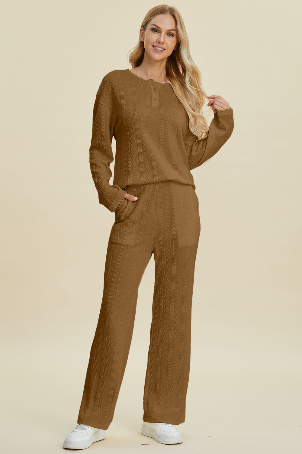 Jeni Cable-Knit Long Sleeve Top and Pants Set