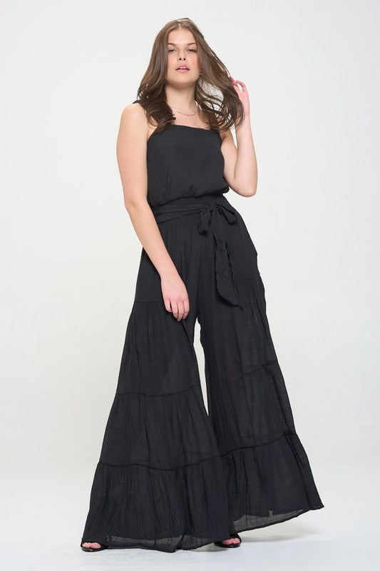 Gabbie ELASTIC STRAP TIERED JUMPSUIT