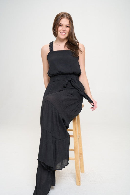 Gabbie ELASTIC STRAP TIERED JUMPSUIT