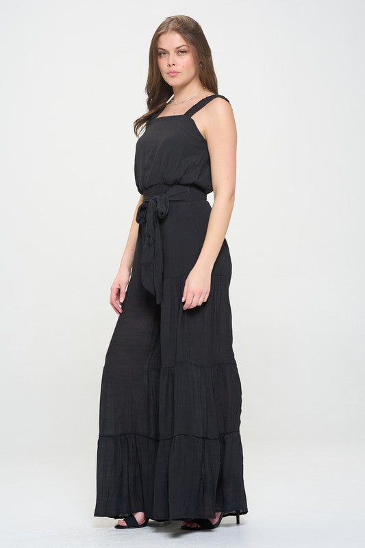 Gabbie ELASTIC STRAP TIERED JUMPSUIT