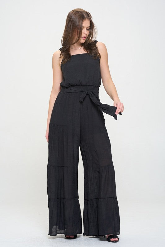 Gabbie ELASTIC STRAP TIERED JUMPSUIT
