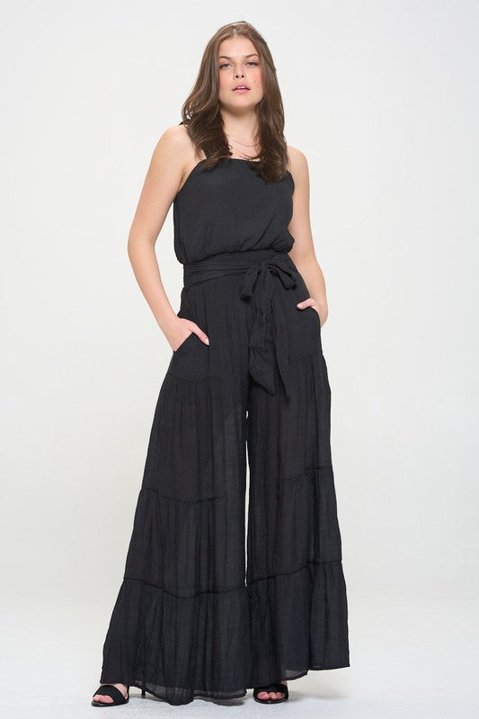 Gabbie ELASTIC STRAP TIERED JUMPSUIT