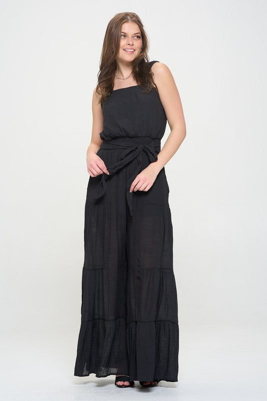 Gabbie ELASTIC STRAP TIERED JUMPSUIT