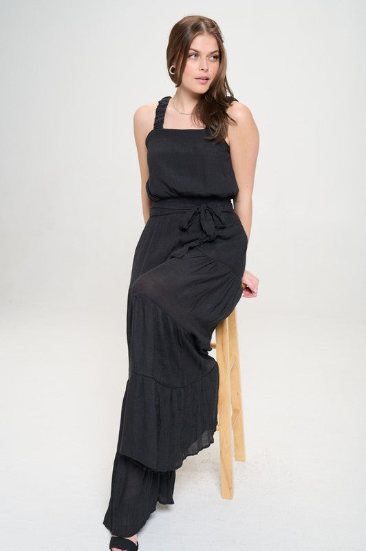 Gabbie ELASTIC STRAP TIERED JUMPSUIT