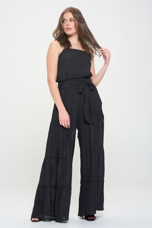 Gabbie ELASTIC STRAP TIERED JUMPSUIT