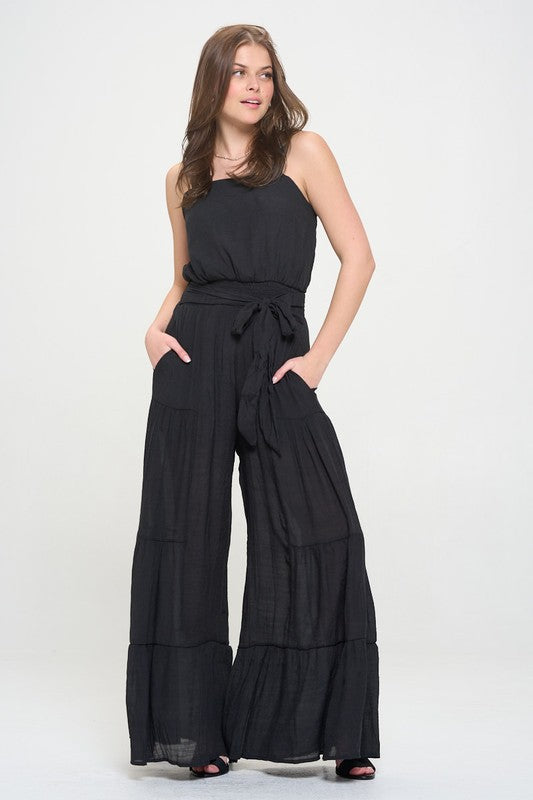 Gabbie ELASTIC STRAP TIERED JUMPSUIT