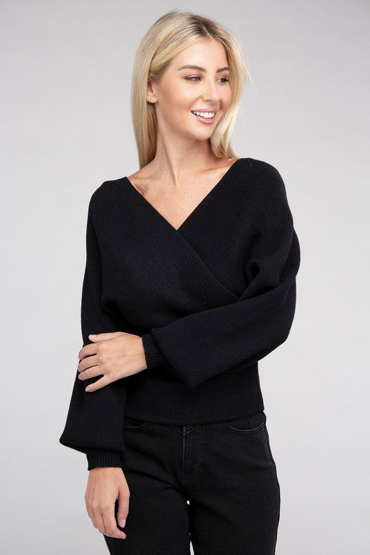 Vanessa Cross Wrap Pullover Sweater