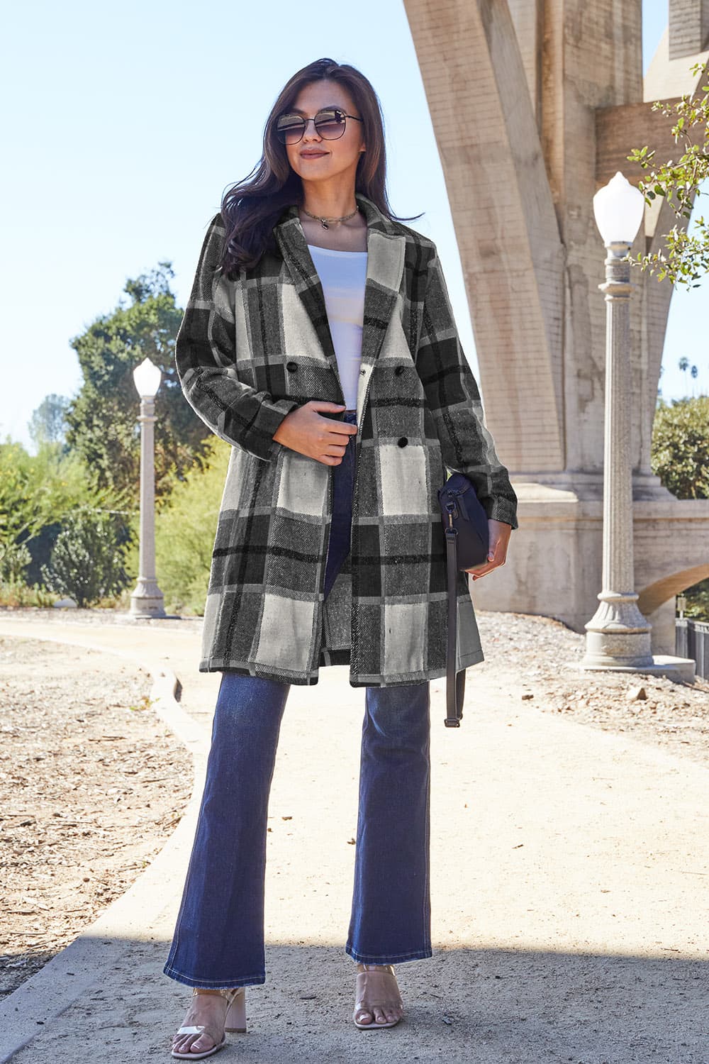 Genessa Plaid Button Up Lapel Collar Coat
