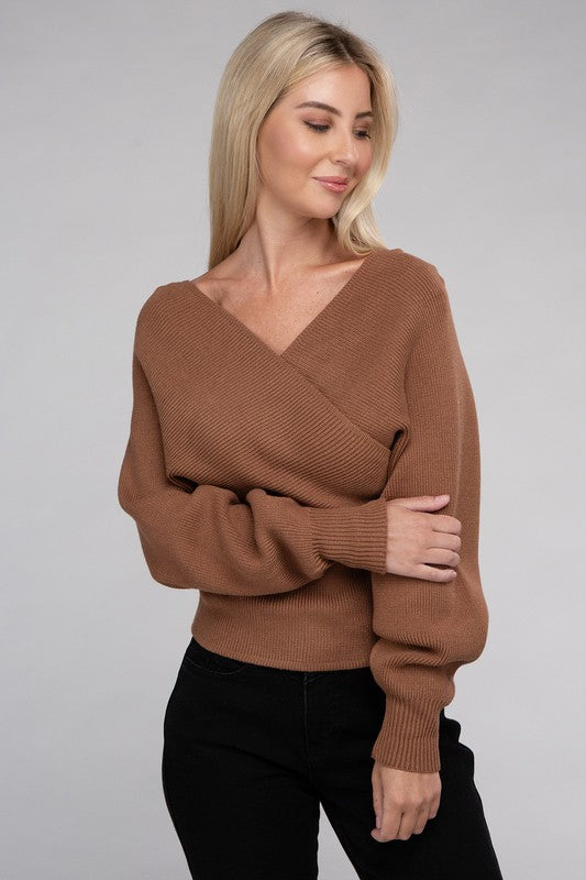 Vanessa Cross Wrap Pullover Sweater