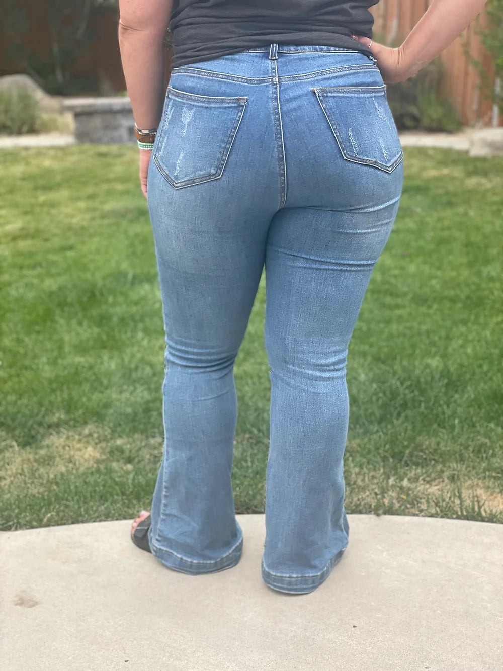 Daisy Button Fly Flare Jeans