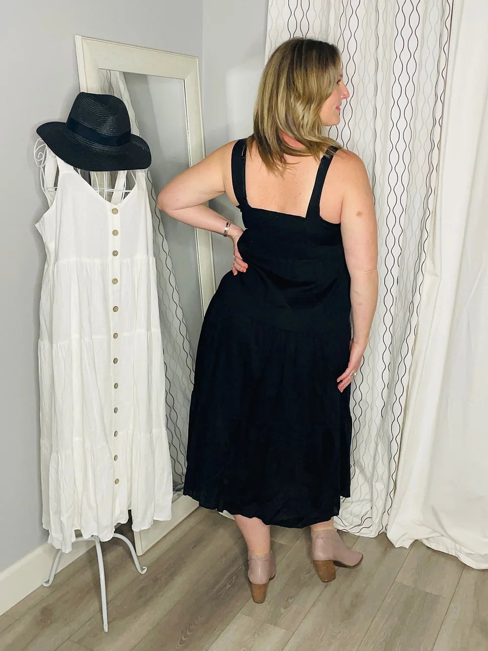 Katey Button Front Midi Dress