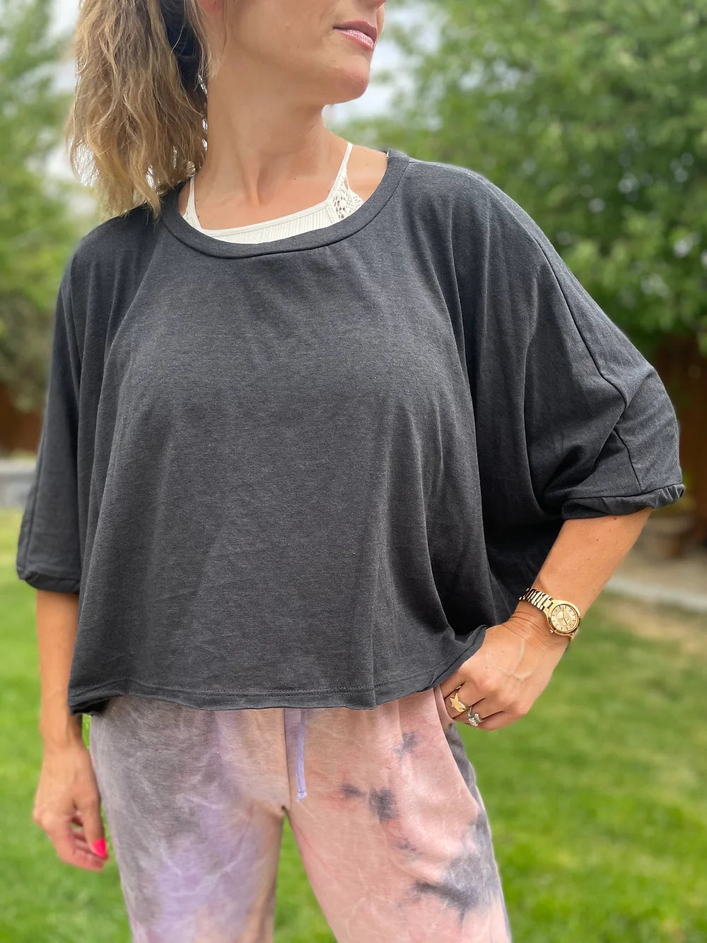 Megan Oversized Twist Sleeve Tee