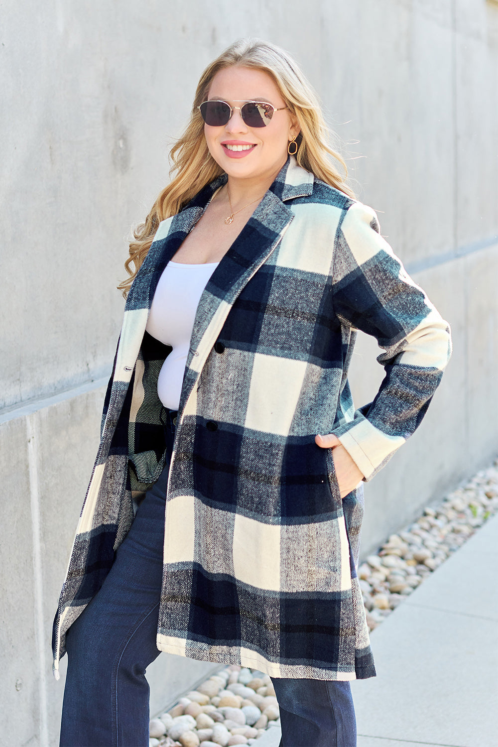 Genessa Plaid Button Up Lapel Collar Coat