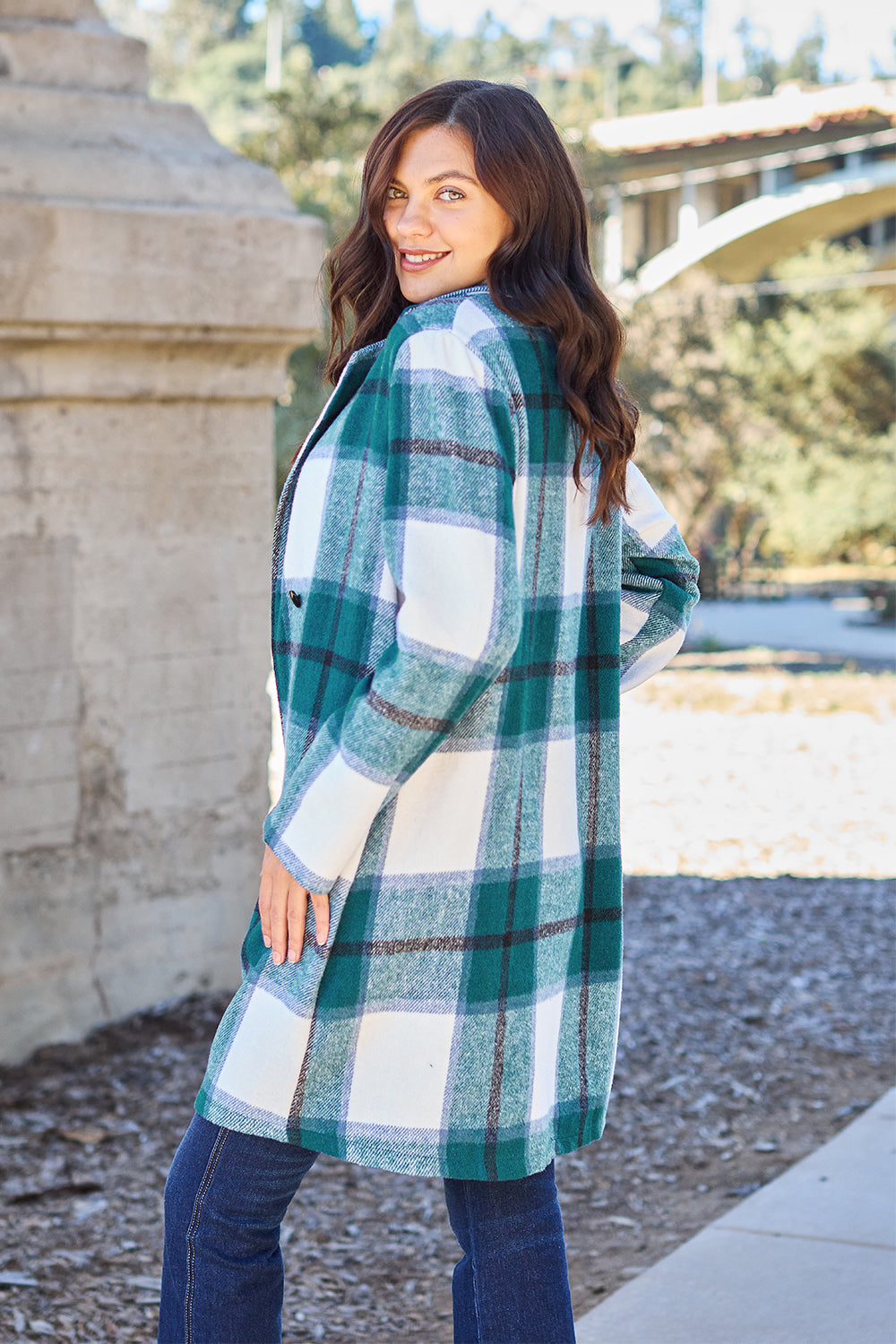 Genessa Plaid Button Up Lapel Collar Coat