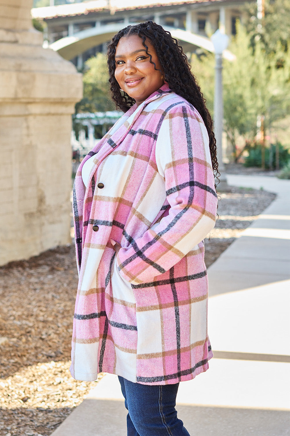Genessa Plaid Button Up Lapel Collar Coat