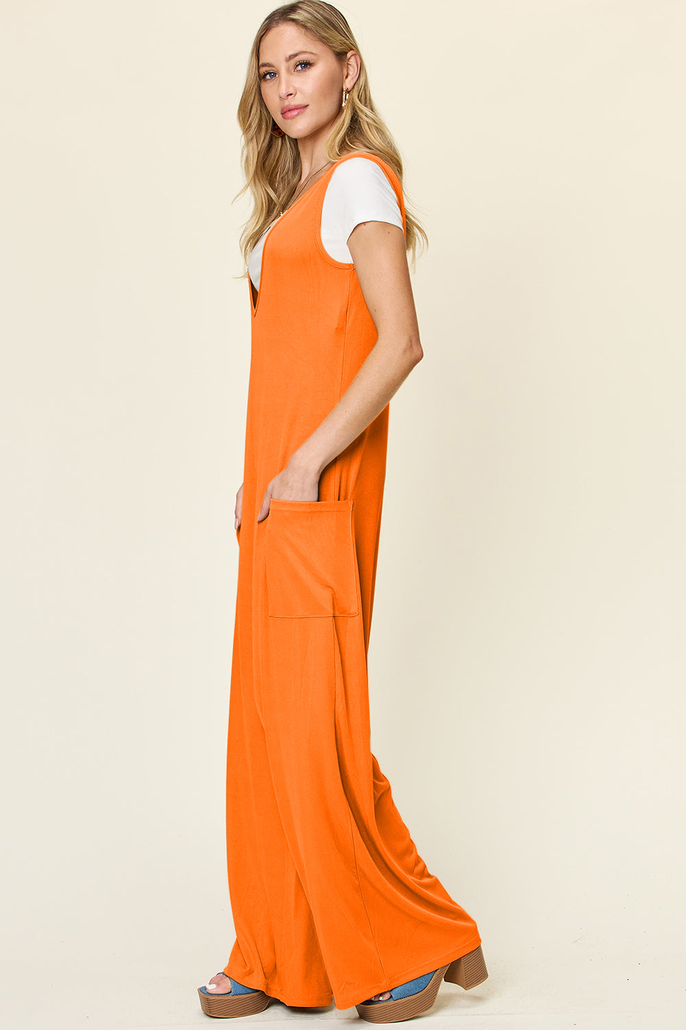 Bailee Sleeveless Wide Leg Jumpsuit with Pockets