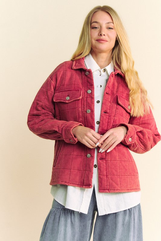 Dani Quilted Button Down Shacket with Chest Pockets