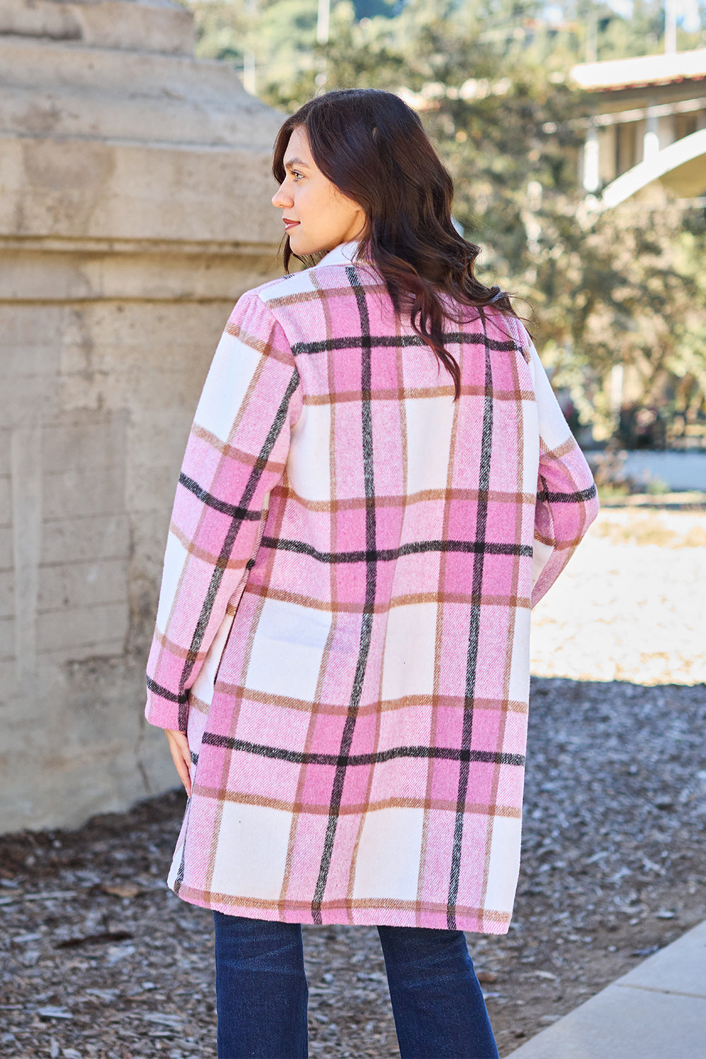 Genessa Plaid Button Up Lapel Collar Coat