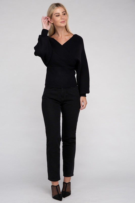 Vanessa Cross Wrap Pullover Sweater