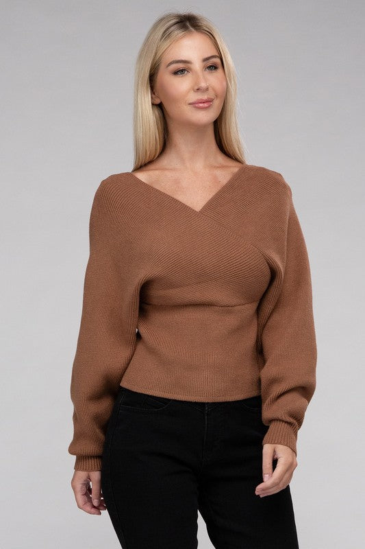 Vanessa Cross Wrap Pullover Sweater