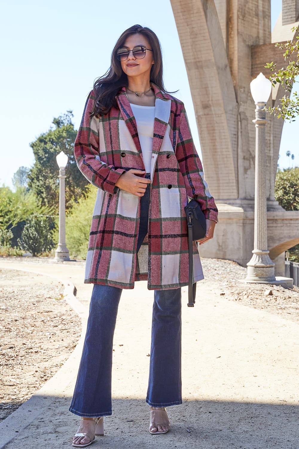 Genessa Plaid Button Up Lapel Collar Coat