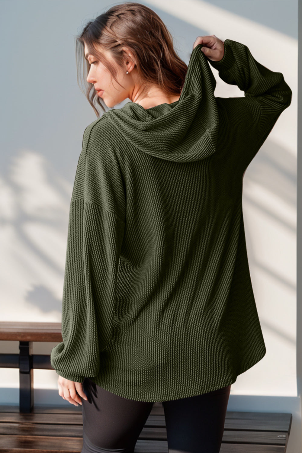 Helen Half Button Long Sleeve Hoodie
