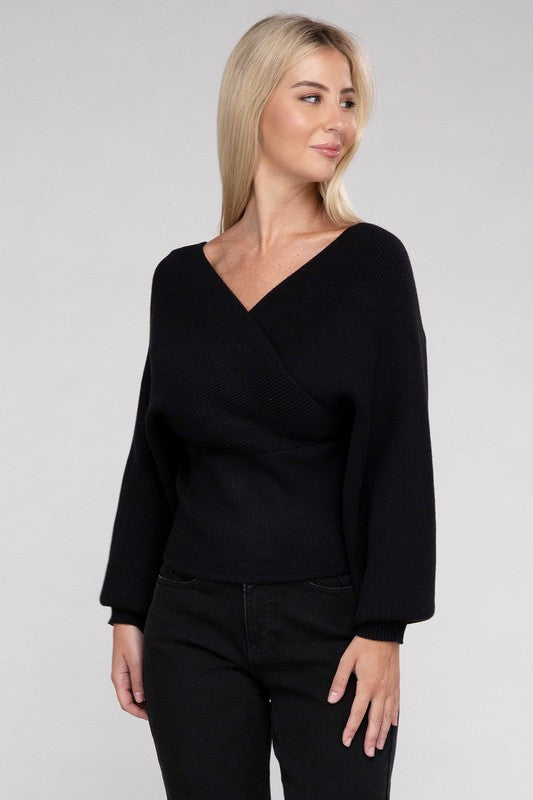Vanessa Cross Wrap Pullover Sweater