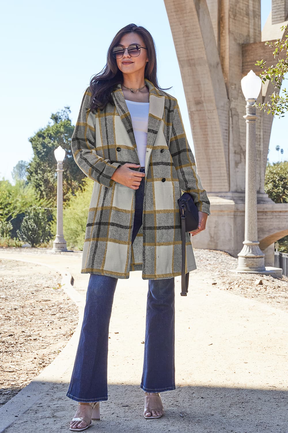 Genessa Plaid Button Up Lapel Collar Coat