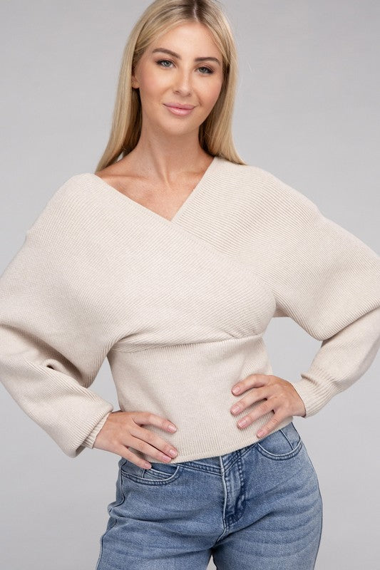 Vanessa Cross Wrap Pullover Sweater