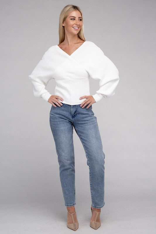 Vanessa Cross Wrap Pullover Sweater