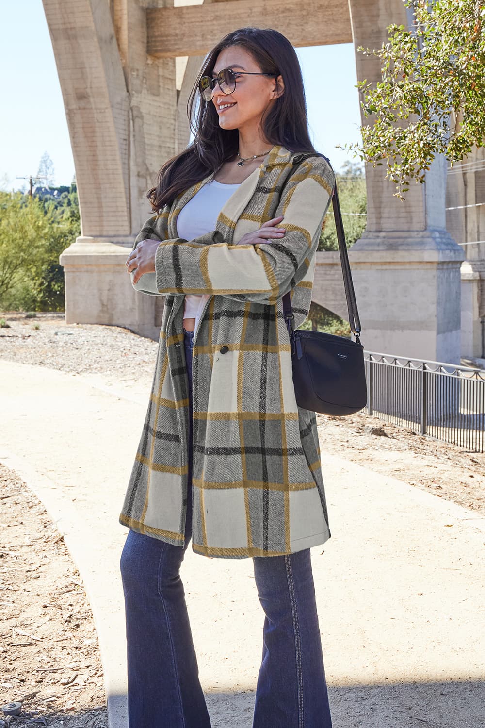 Genessa Plaid Button Up Lapel Collar Coat