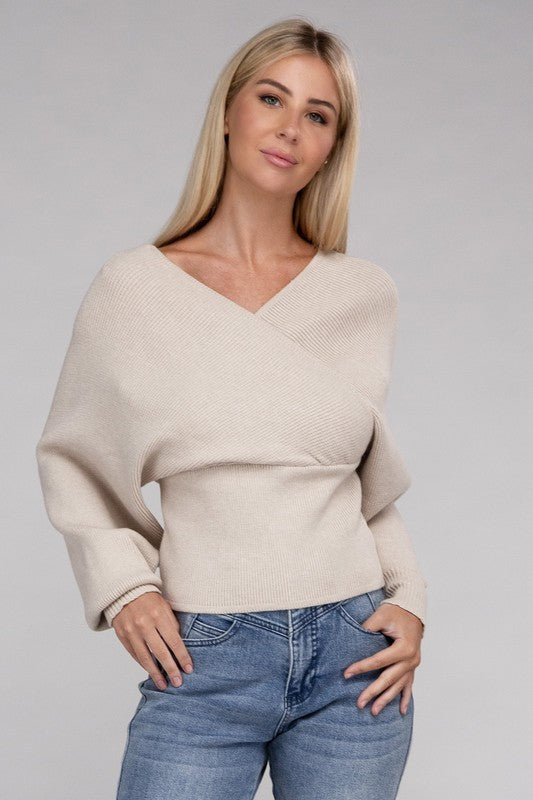 Vanessa Cross Wrap Pullover Sweater