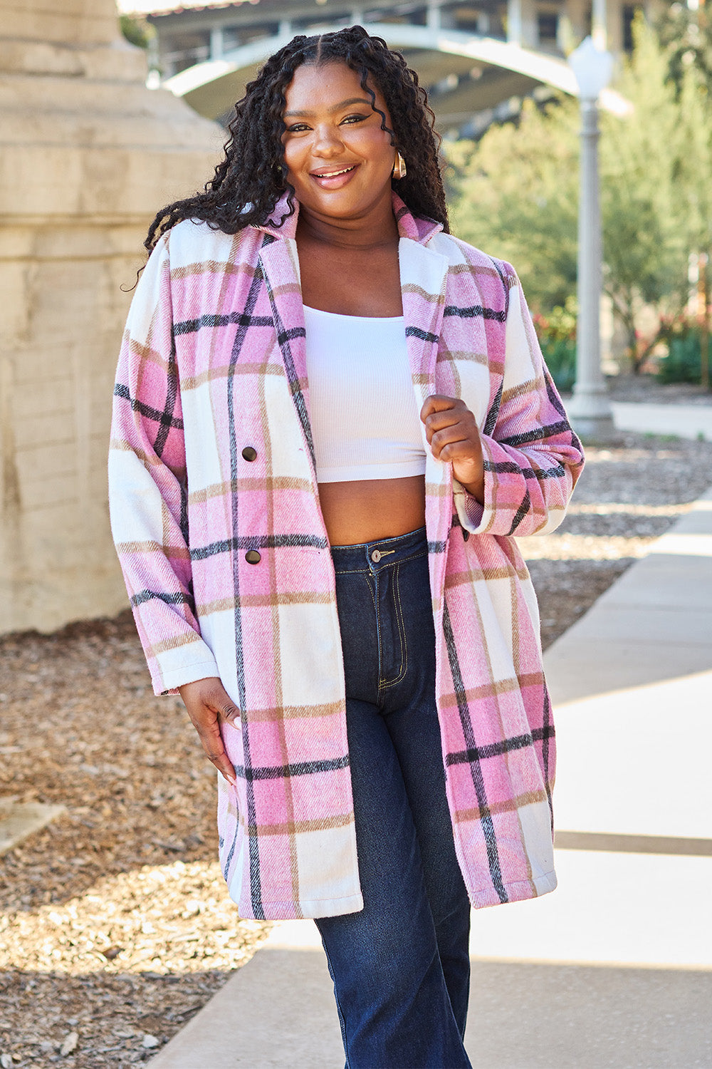 Genessa Plaid Button Up Lapel Collar Coat