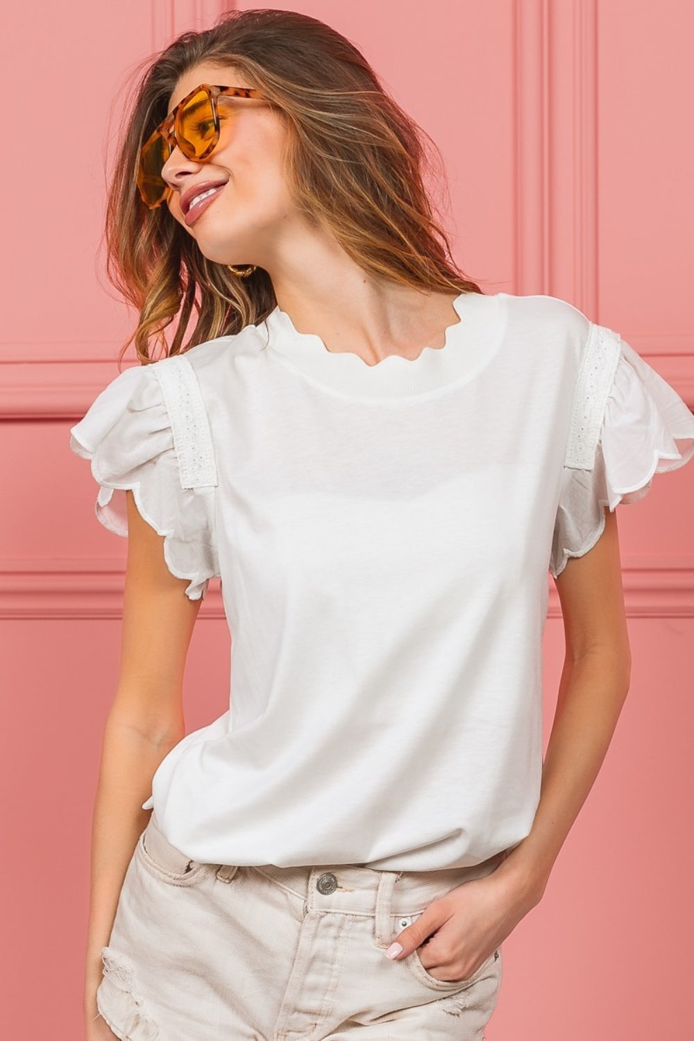 Sally Lace Trim Top