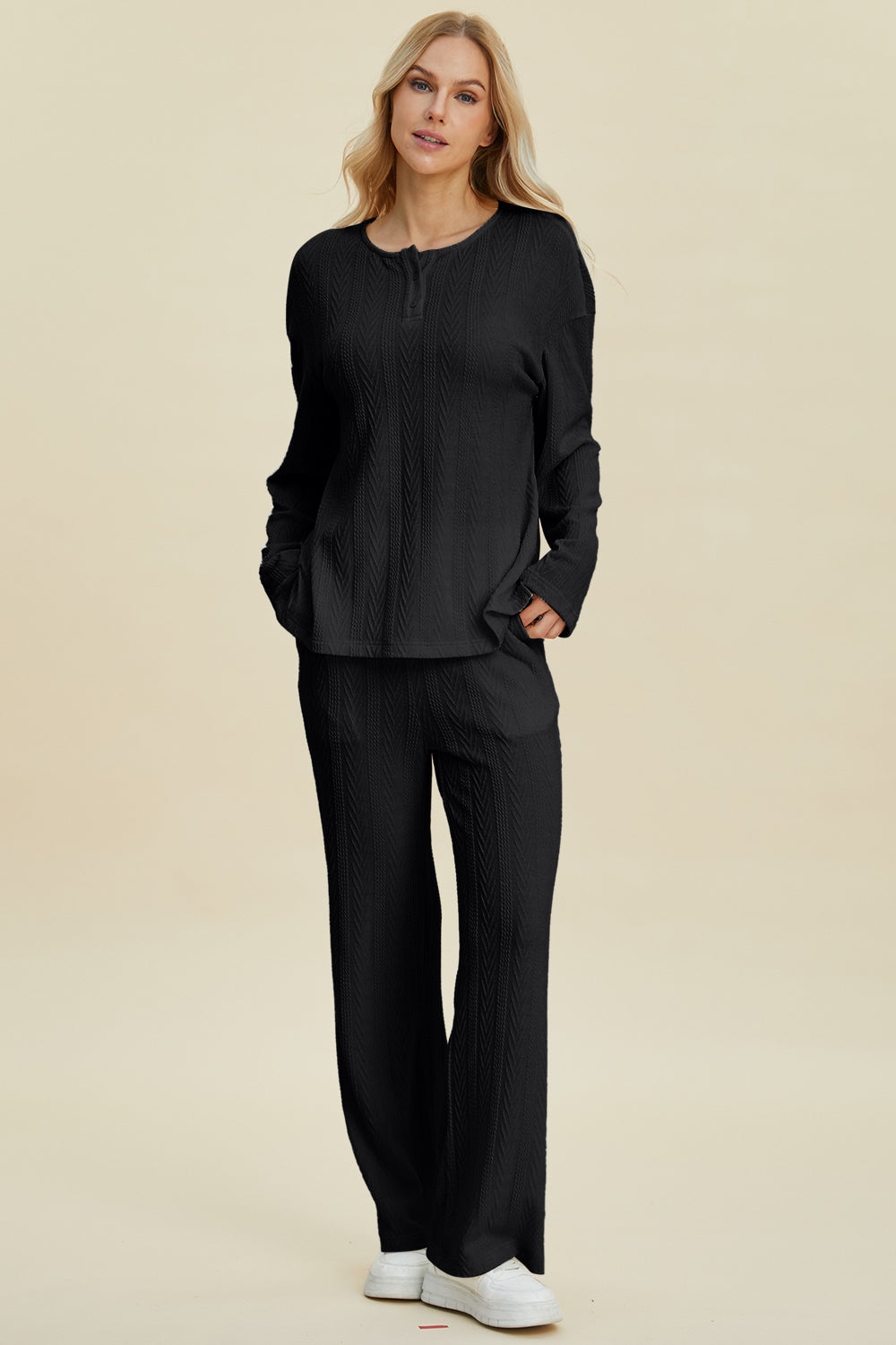 Jeni Cable-Knit Long Sleeve Top and Pants Set