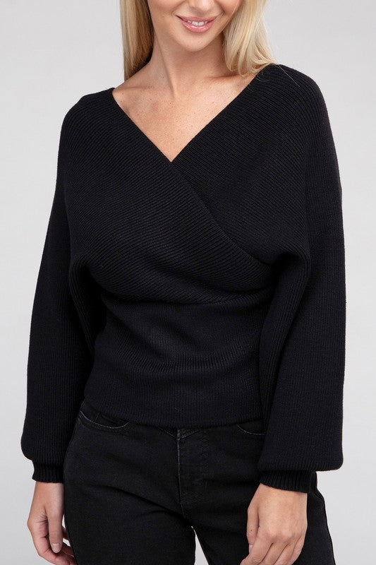 Vanessa Cross Wrap Pullover Sweater