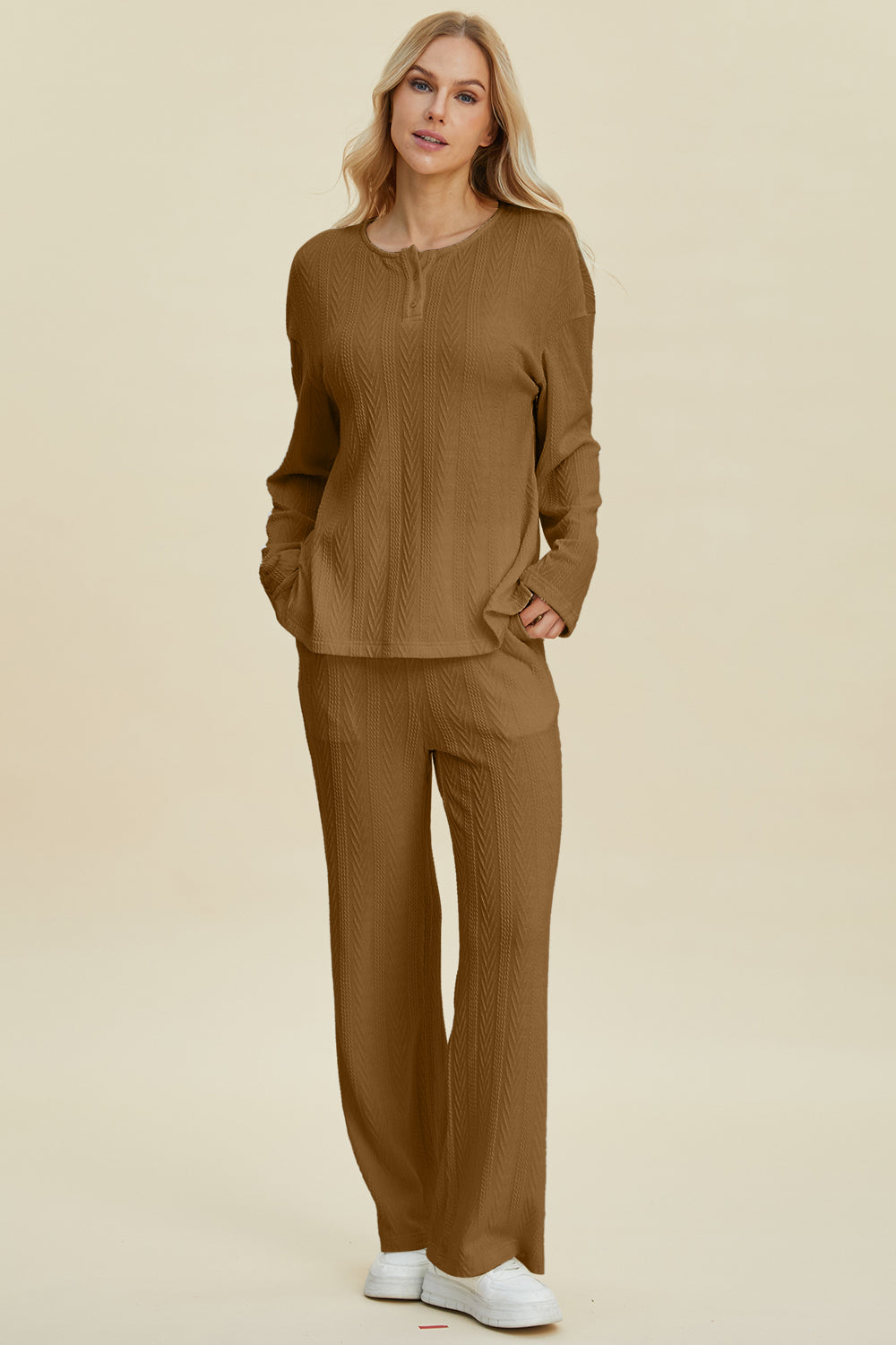 Jeni Cable-Knit Long Sleeve Top and Pants Set