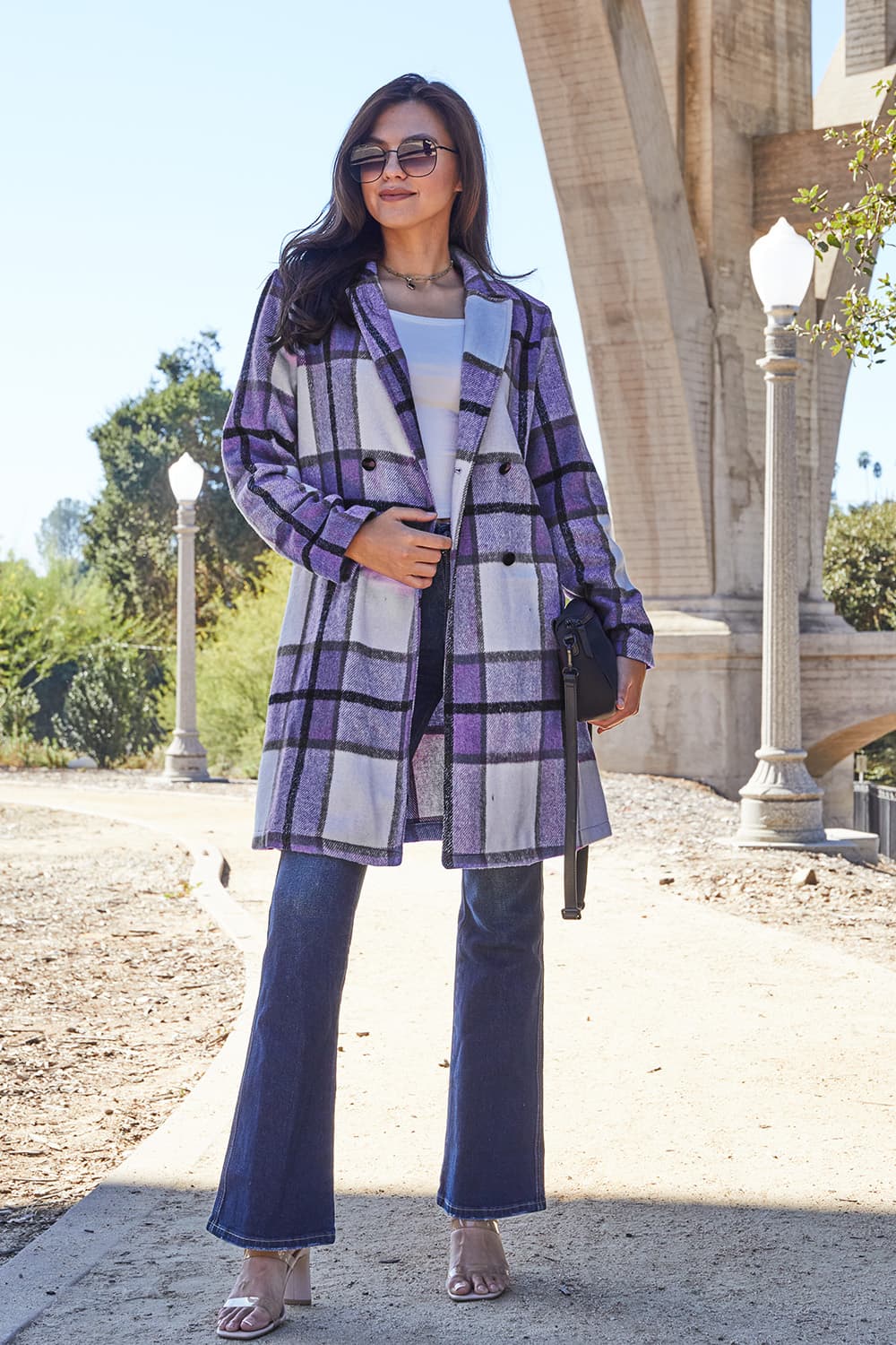 Genessa Plaid Button Up Lapel Collar Coat