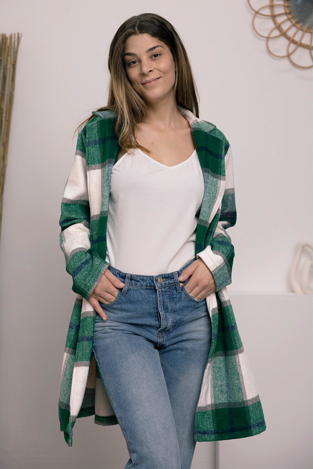 Genessa Plaid Button Up Lapel Collar Coat