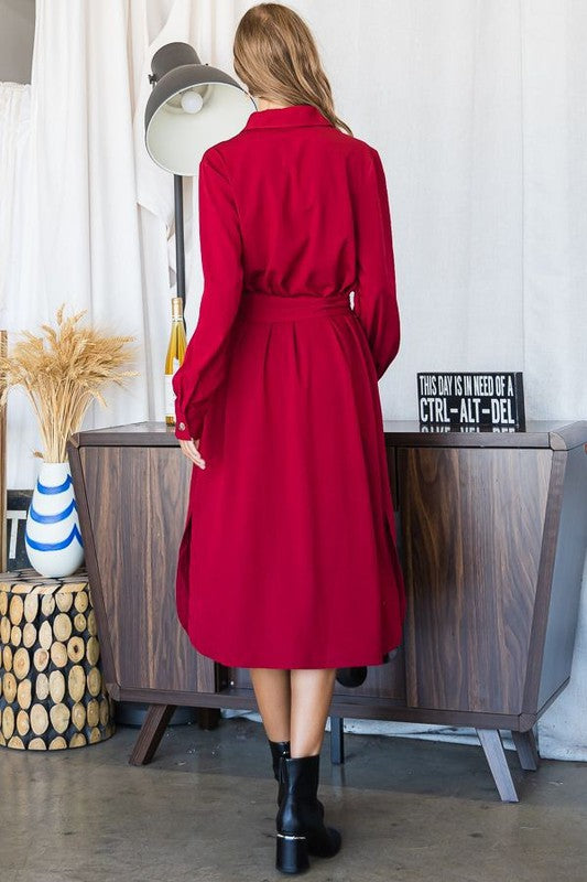 Lucy Button Down Belted Dress (Plus Size)