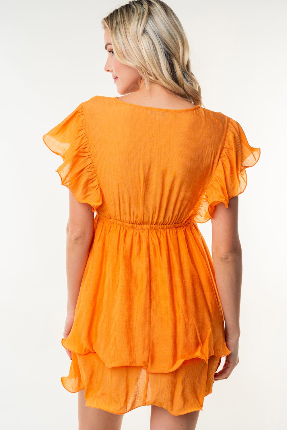 Winnie Birch Full Size Short Sleeve Woven Layered Dress