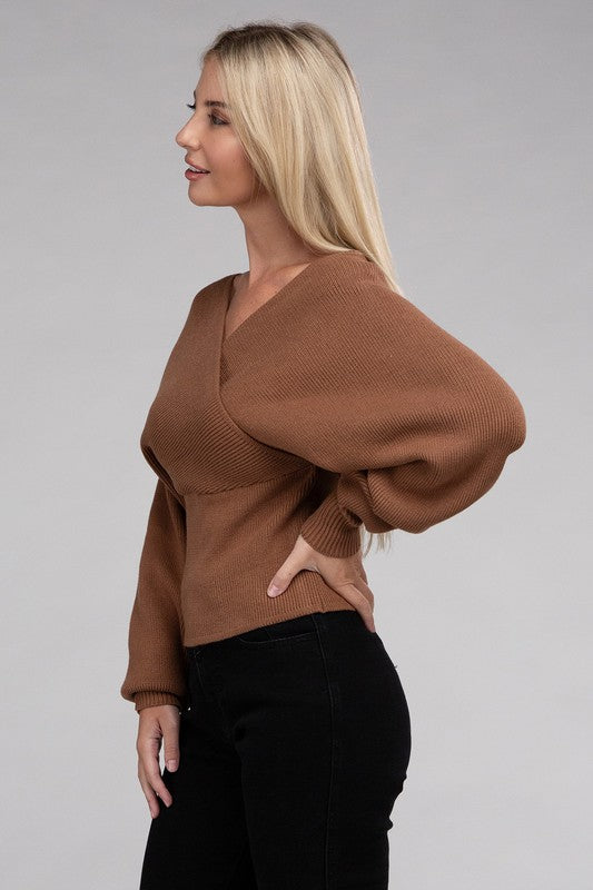 Vanessa Cross Wrap Pullover Sweater