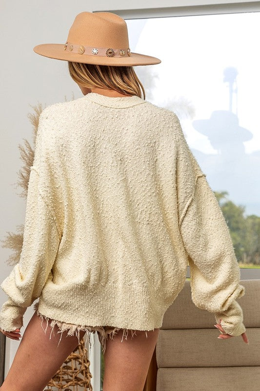 Hallie V-Neck Button Up Dropped Shoulder Cardigan