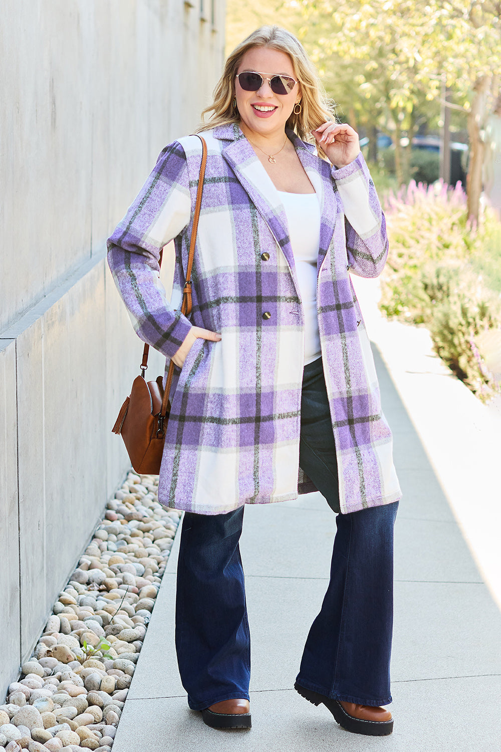 Genessa Plaid Button Up Lapel Collar Coat