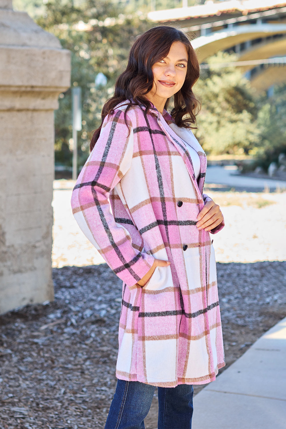 Genessa Plaid Button Up Lapel Collar Coat