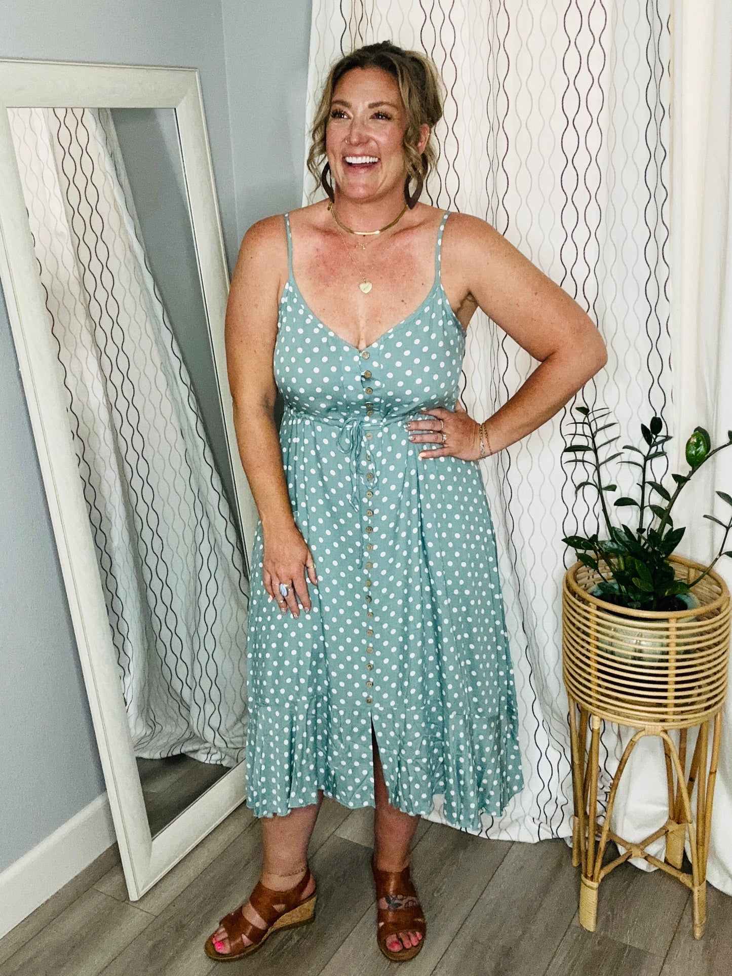 Colleen Button Front Midi Dress
